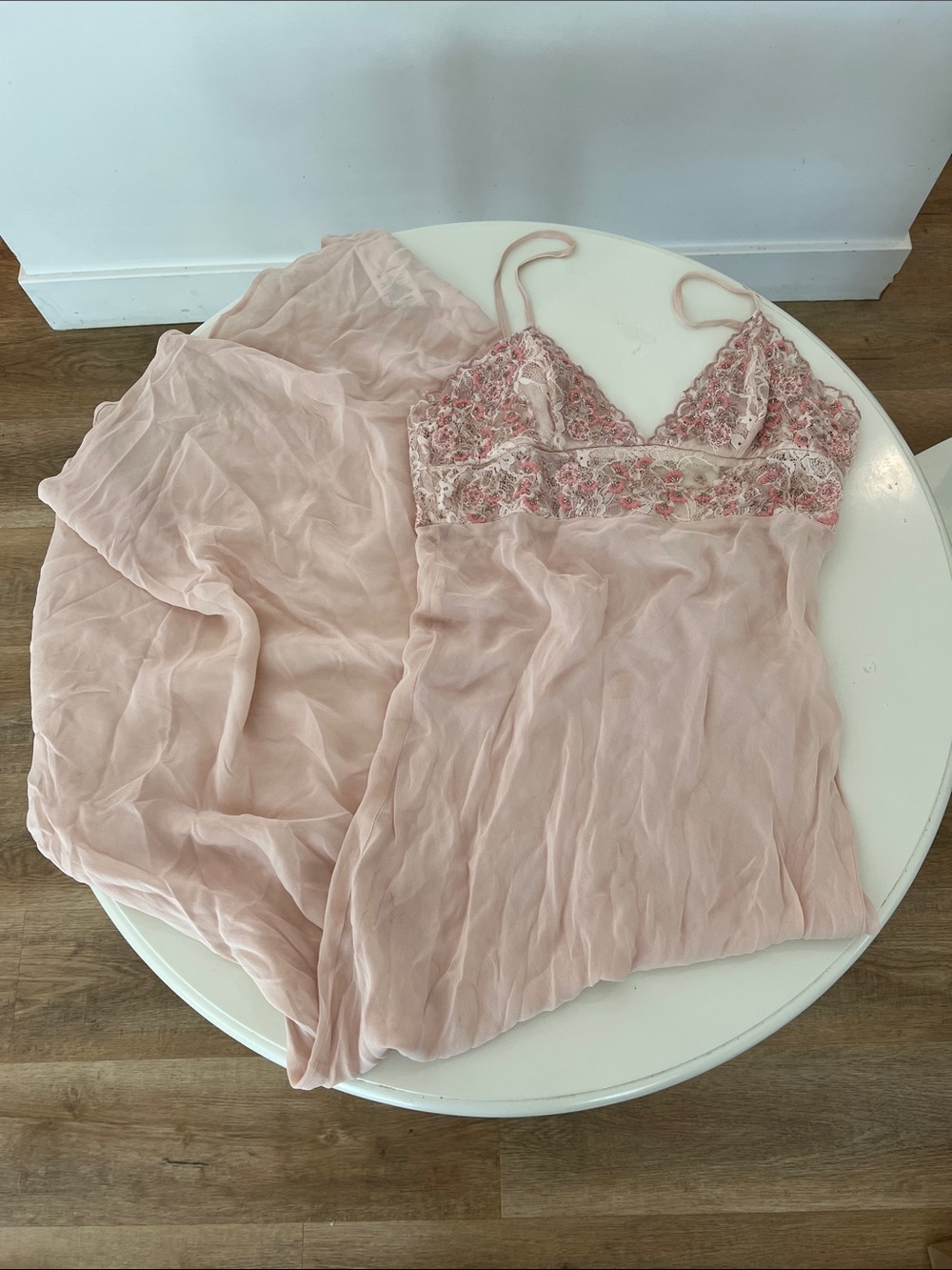 Free People Blush Pink Lace-Embroidered Chemise